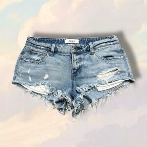 Pistola lowrise distressed denim shorts